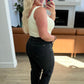 Joan High Rise Tummy  Control Top Straight Jeans in Washed Black