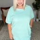 Oversized Crew Neck Short Sleeve Dress in Mint Ocean