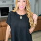 Dolman Short Sleeve Front Seam Top in Black