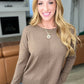 Front Seam Round Neck Sweater in Heather Mocha