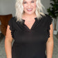 Listen Up V-Neck Top in Black