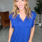 Listen Up V-Neck Top in Royal Blue