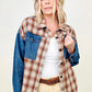 Cotton Bleu Brushed Plaid Denim Jacket