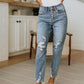 Josie Mid Rise Button Fly Boyfriend Jeans