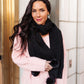 Knitted Fuzzy Pom Pom Scarf In Black