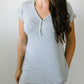 Solid short sleeve V neck Oversized maxi dress