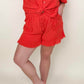 Gigio Flutter Hem Cotton Muslin Shorts with Cut Edge Detail
