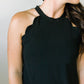Scalloped short dress with a back ribbon tie with lining(Multiple colors)