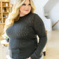 Little Talks Ribbed Long Sleeve Top in Charcoal