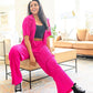 Low Key Perfect Plisse Set in Hot Pink