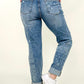 Judy Blue Mid-Rise Destroy & Paisley Print Boyfriend Jeans
