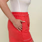 Zenana Contrast Stich Shorts with Pockets