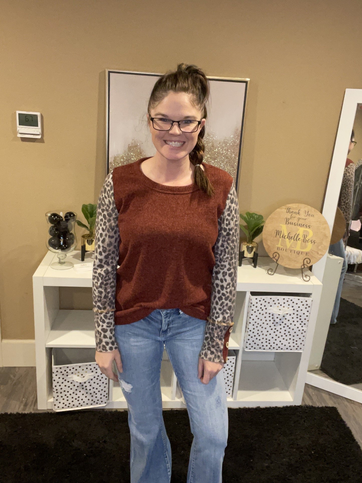 Leopard Sleeve Top