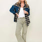 Cotton Bleu Brushed Plaid Denim Jacket