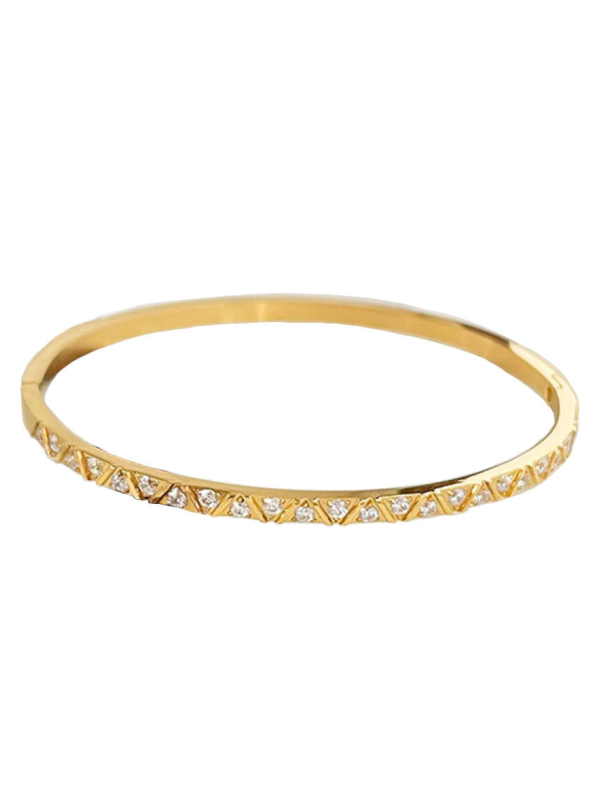 Cubic Zirconia Hinged Bangle Bracelet (With Box)