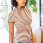 Nostalgic Note Striped Mock Neck Top