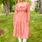 Now Is Your Chance Floral Midi Dress In Rust