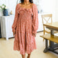 Now Is Your Chance Floral Midi Dress In Rust