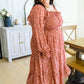 Now Is Your Chance Floral Midi Dress In Rust