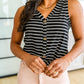 Oceanside Striped V Neck Sleeveless Top