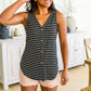 Oceanside Striped V Neck Sleeveless Top