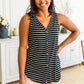 Oceanside Striped V Neck Sleeveless Top