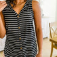 Oceanside Striped V Neck Sleeveless Top
