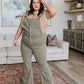 Olivia Control Top Release Hem Overalls in Olive