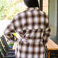 Outside Stroll Plaid Waist Tie Shacket In Brown