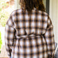 Outside Stroll Plaid Waist Tie Shacket In Brown