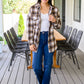 Outside Stroll Plaid Waist Tie Shacket In Brown
