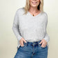 Zenana Solid Dolman Sleeve V Neck Top With Side Slits