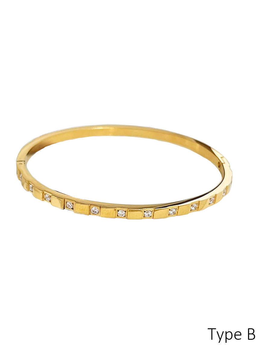 Cubic Zirconia Hinged Bangle Bracelet (With Box)