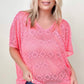 Cotton Bleu Lace V Neck Drop Shoulder Oversize Top