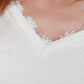 Piqued Interest Lace Trim V Neck Top