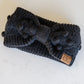 Pom Knit Headwrap In Black
