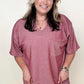 Petal Dew Solid V Neck Short Sleeve Loose Fit T-Shirt