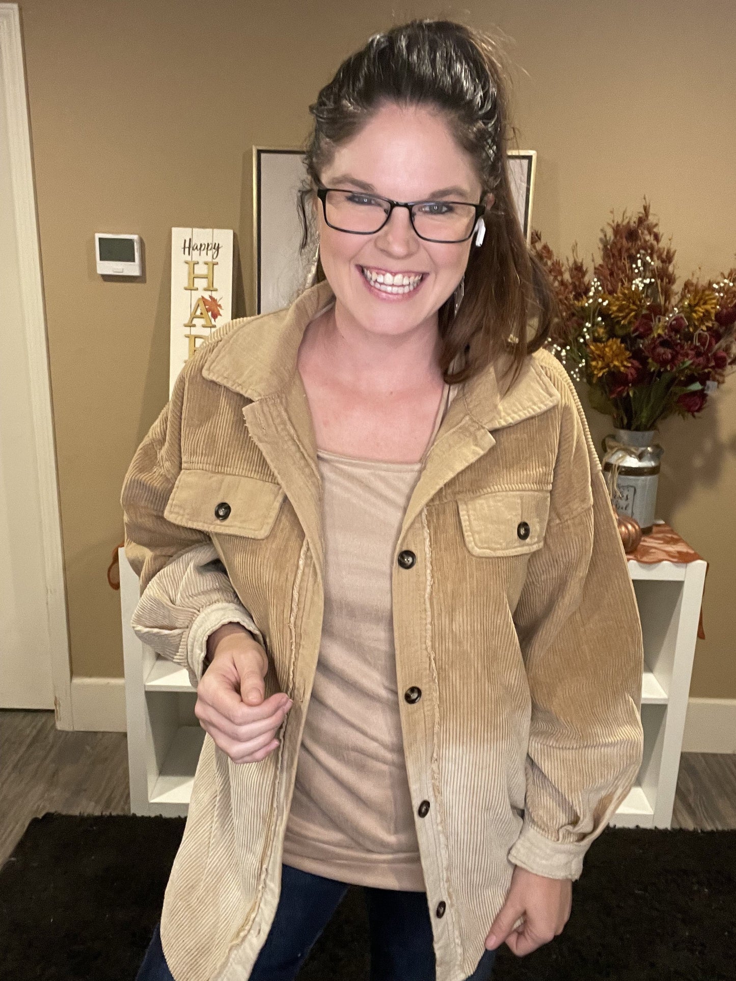 Oatmeal Corduroy Dip dye Shacket