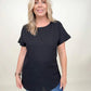 Zenana Rolled Sleeve Boat Neck Top