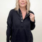 Batwing Sleeve Buttoned Hoodie with Pockets