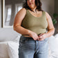 Relevant Ribbed Seamless Reversible Tank in Moss