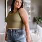 Relevant Ribbed Seamless Reversible Tank in Moss