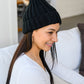 Rib Knit Beanie With Detachable Pom Pom In Black