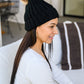 Rib Knit Beanie With Detachable Pom Pom In Black