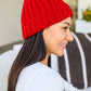 Rib Knit Beanie With Detachable Pom Pom In Wine