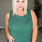 Ribbed Mineral Wash Fitted Tank in Dark Green