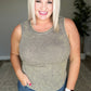 Ribbed Mineral Wash Fitted Tank in Mocha Grey
