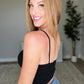 Ribbed Seamless Spaghetti Strap Crop Cami in Black