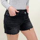 Bayeas Black High Rise Raw Hem Crossover Denim Shorts