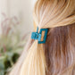 Small Square Claw Clip in Matte Teal